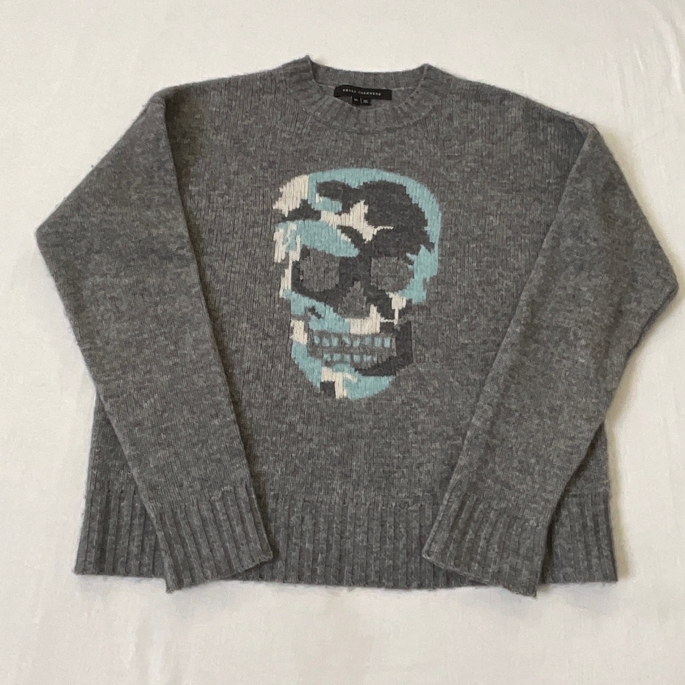 SKULL CASHMERE Wool Cashmere Graphic Sweater XSmall Grey